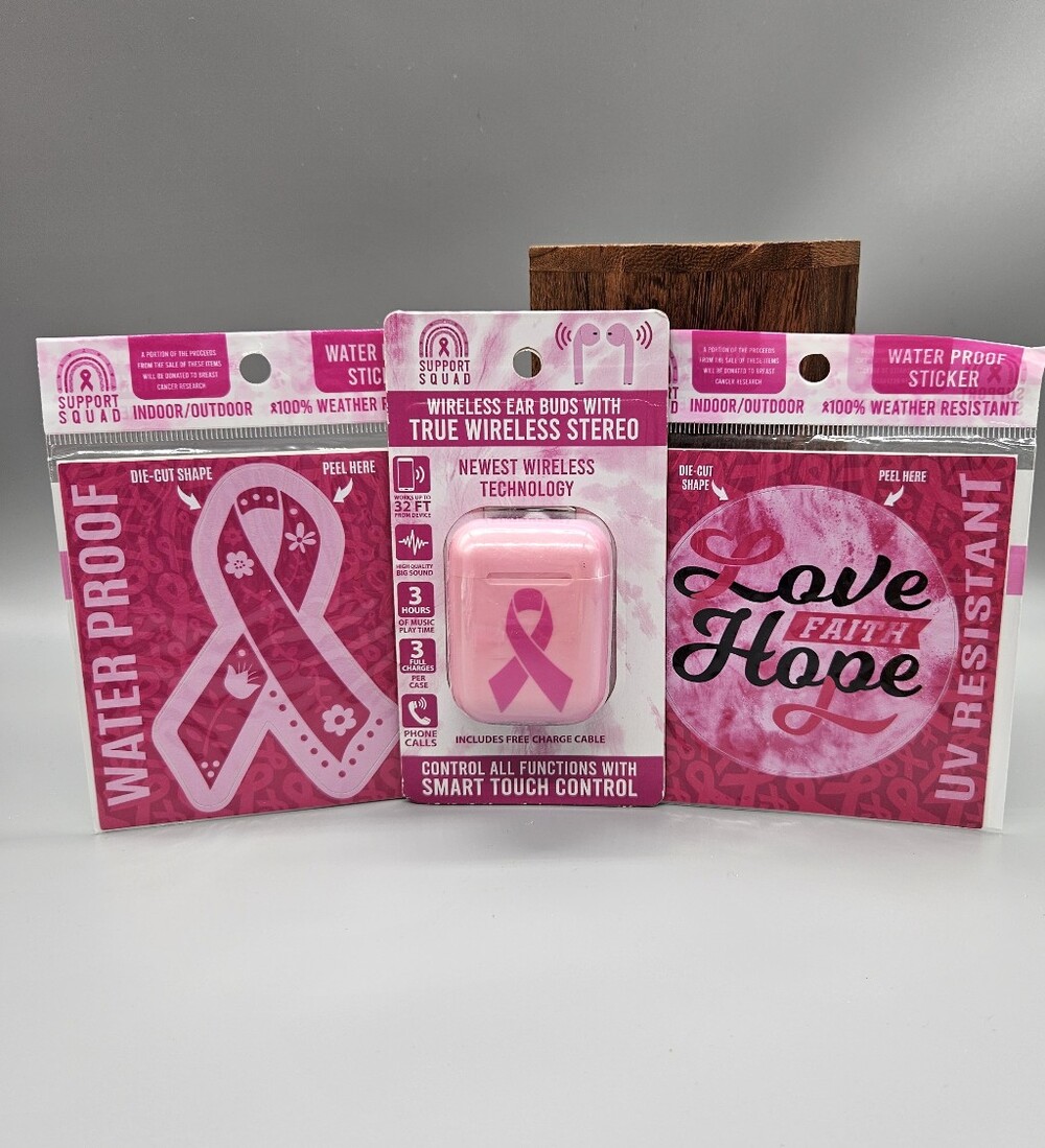 Breast Cancer Awareness Wireless Ear Buds  & Waterproof Stickers